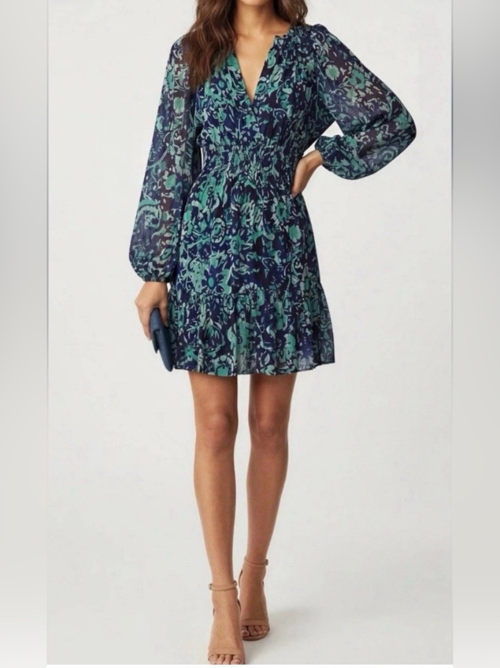 Anthropologie The Somerset Floral Print Mini Dress Sz Medium